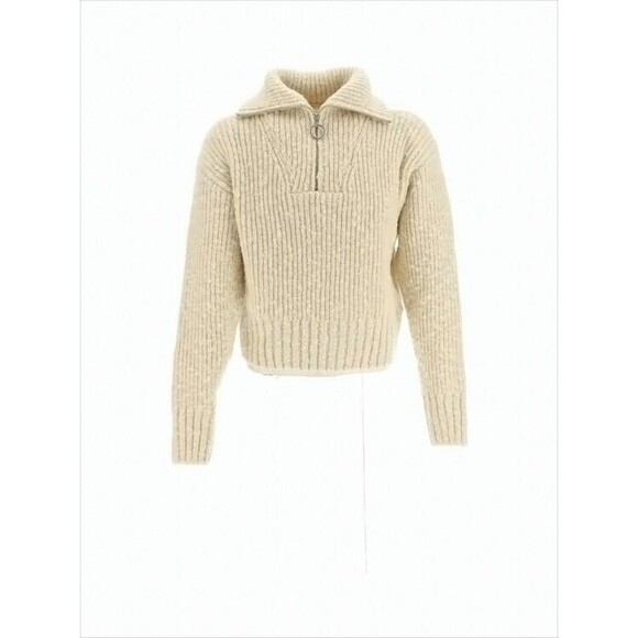 Ami Paris Ribbed Knit Sweater With Half-Zip And Plush Texture - NWT